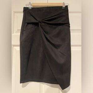 Faux Suede Pencil Skirt with Knot Detail